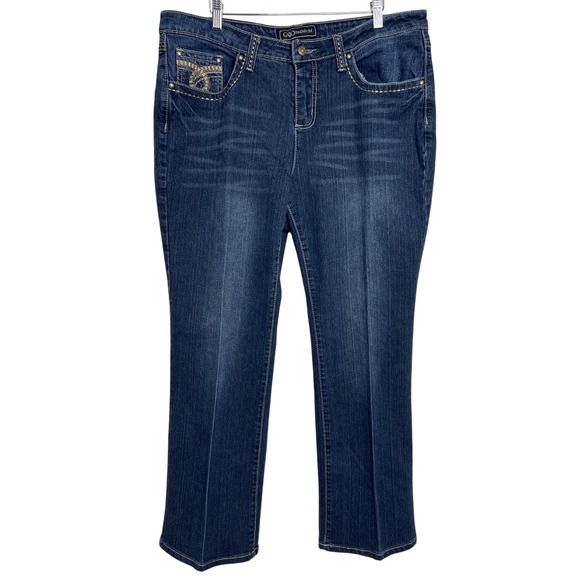 Cato Premium Womens Plus Size 16WP Dark Wash Embroidered Contrast Stitch Jean D4 - Picture 2 of 16